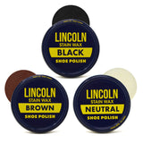 Original Stain Wax Shoe Polish Variety 3 Pack - Black, Brown, Neutral - Lincoln Shoe Polish